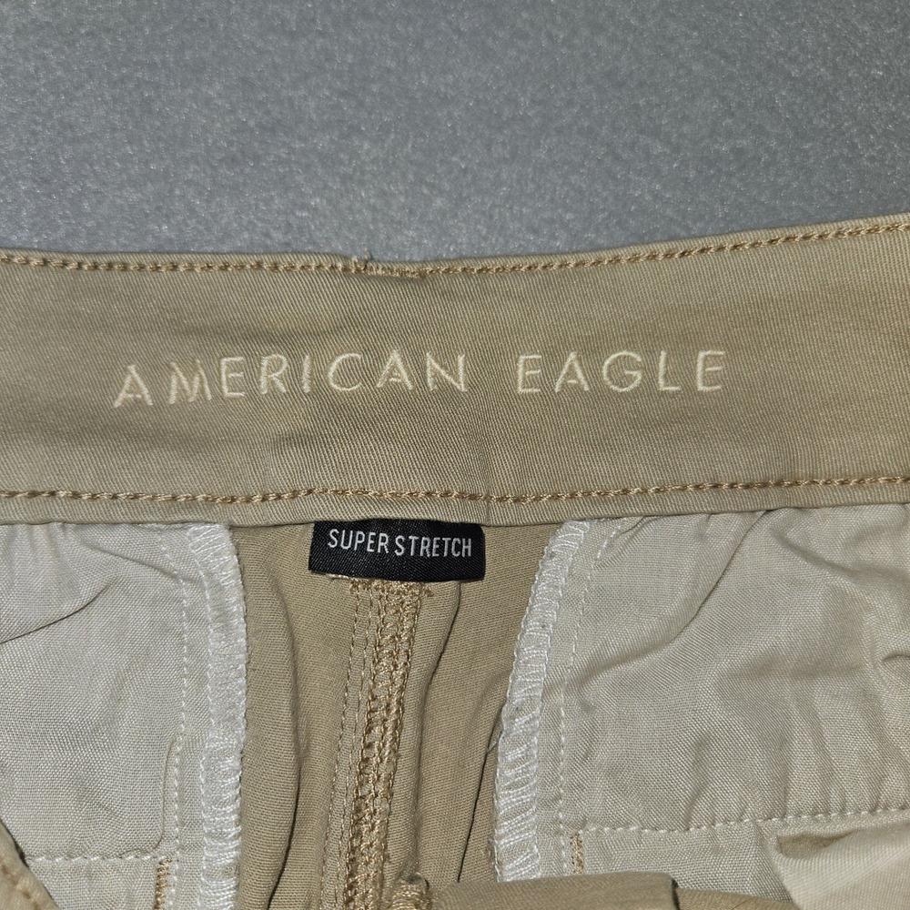 American Eagle Super Stretch Flare Pants Khaki Tan Sz 10 Long - Picture 3 of 7